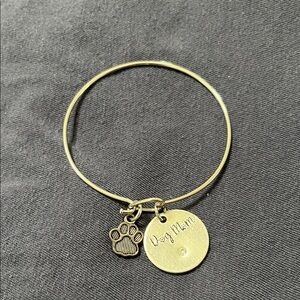 Gold Bangle Bracelet with Dog Charm